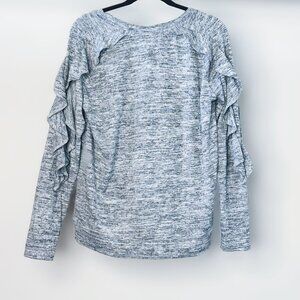Heather Grey Sweatshirt with Ruffled Sleeves Lightweight Sweater Womens XL